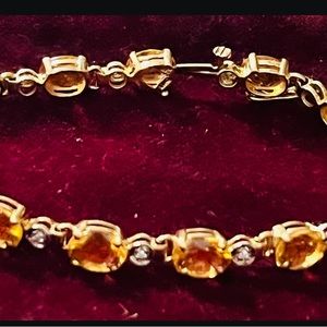 14k State Citrine Diamonds Tennis Bracelet